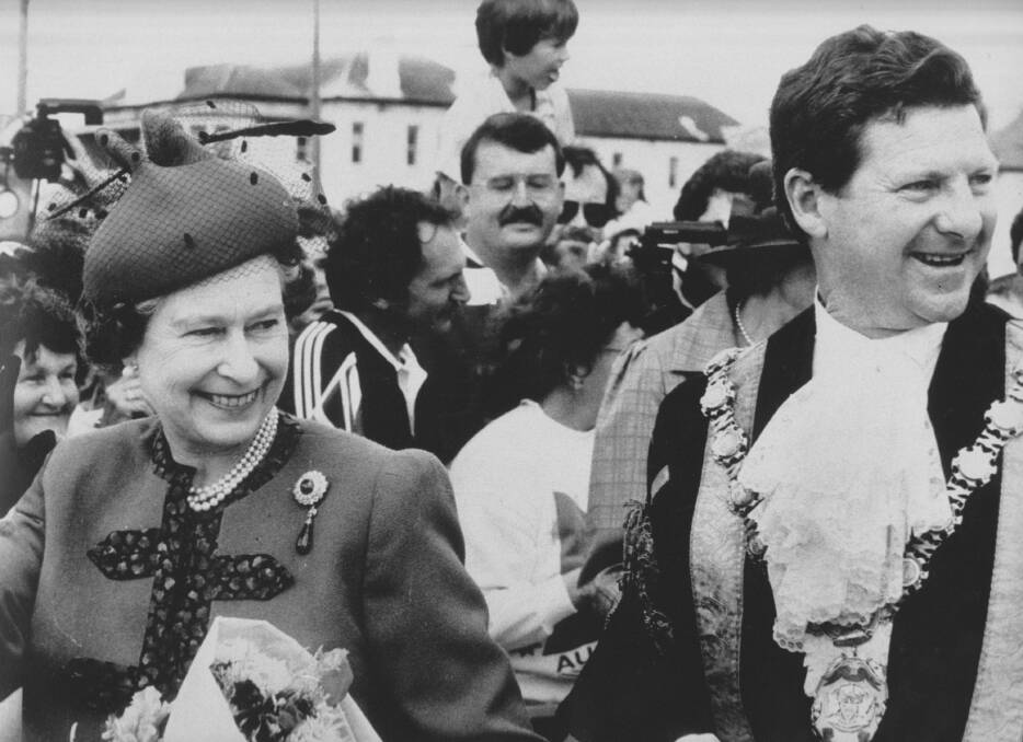 The Queen with lord mayor John Naughton during a Newcastle visit in May 1988. Picture supplied
