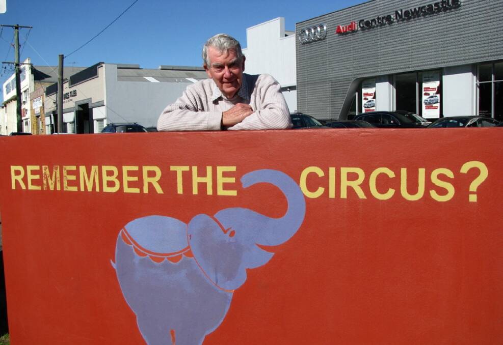 Memories: Circus fan Geoff Greaves at the circus monument beside Birdwood Park in the city’s West End. Picture: Mike Scanlon