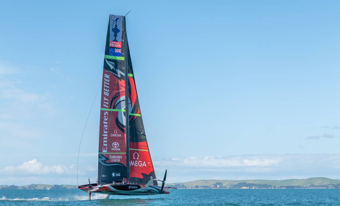 TEST DRIVE: Emirates Team New Zealand test their new AC75 in Auckland in preparation for the Cup next year.