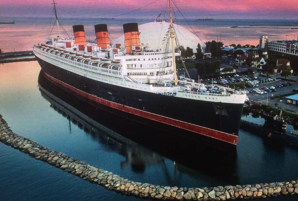 Impressive: The giant former ocean liner RMS Queen Mary now faces an uncertain future at her home in Long Beach, California.