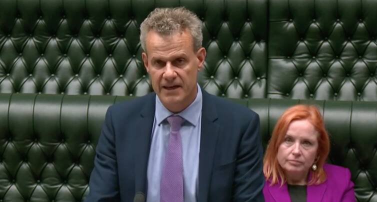 Tim Crakanthorp addressing Parliament on Wednesday night.