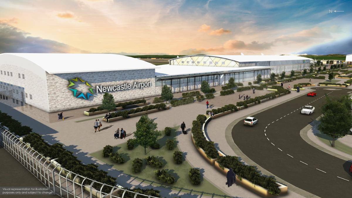 Artwork of Newcastle Airport's proposed new terminal building. 