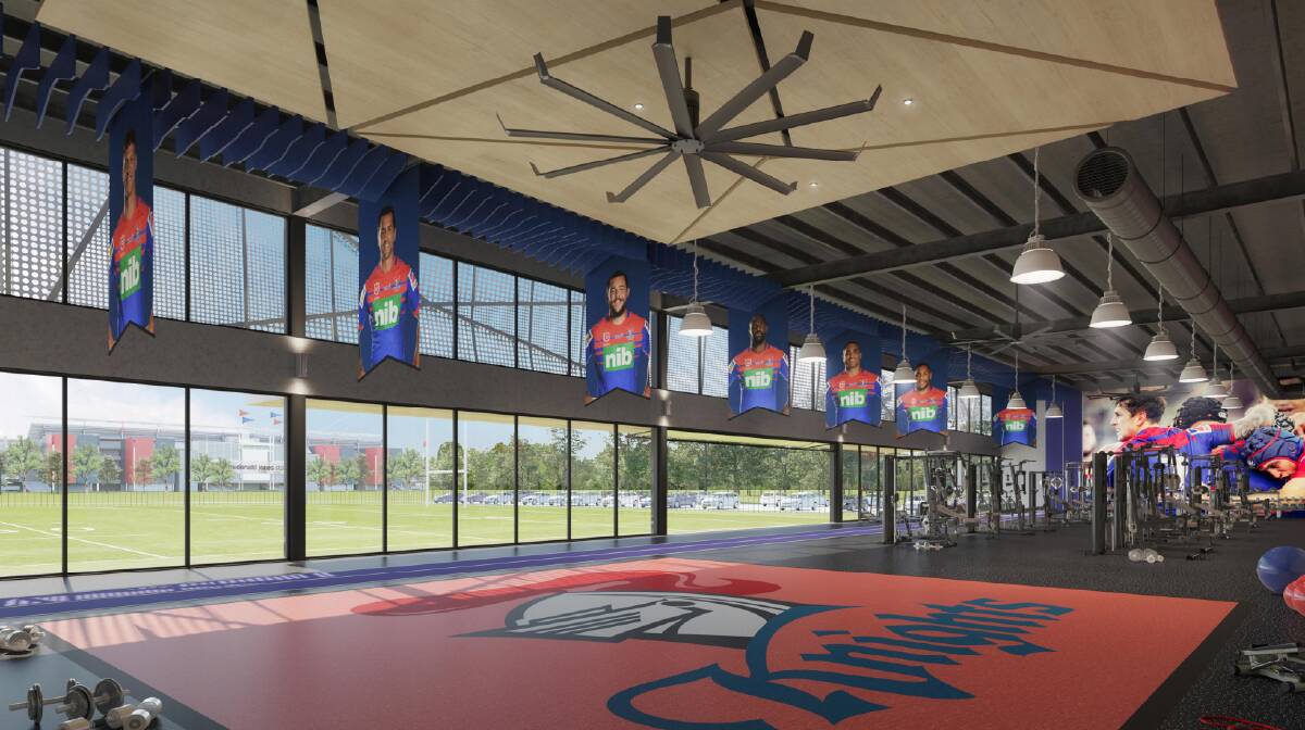 MUSCLING UP: An artist's impression of the players' gym at the Knights Centre of Excellence. 