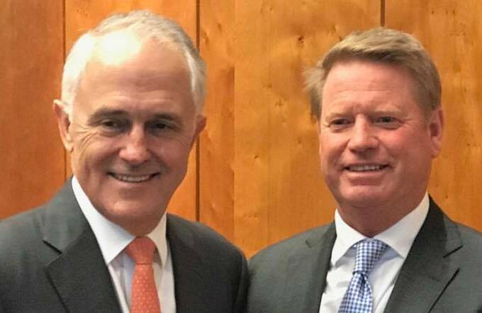 Crystalbrook Collections chief executive officer Mark Davie with former prime minister Malcolm Turnbull last year in Queensland.