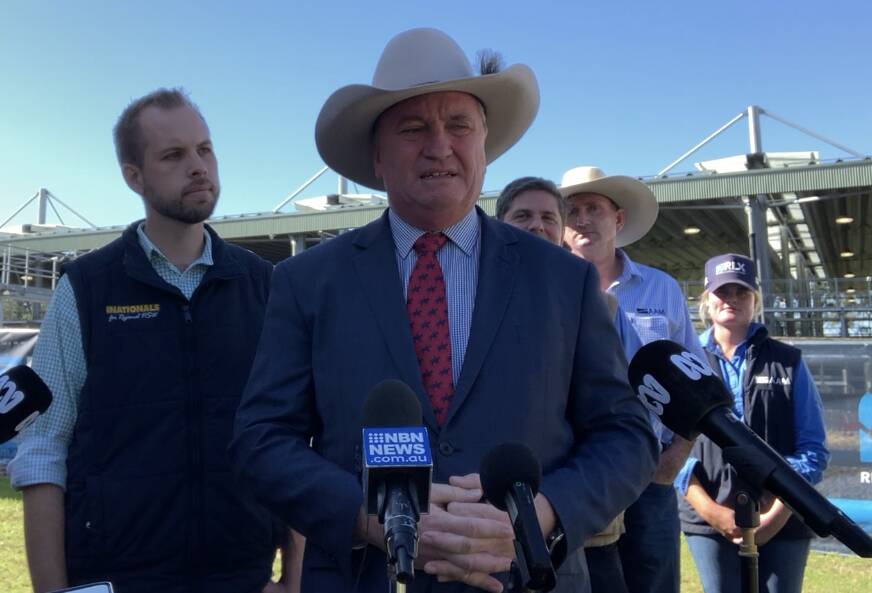 DIAL-A-QUOTE: Barnaby Joyce talks it up in Singleton this week.