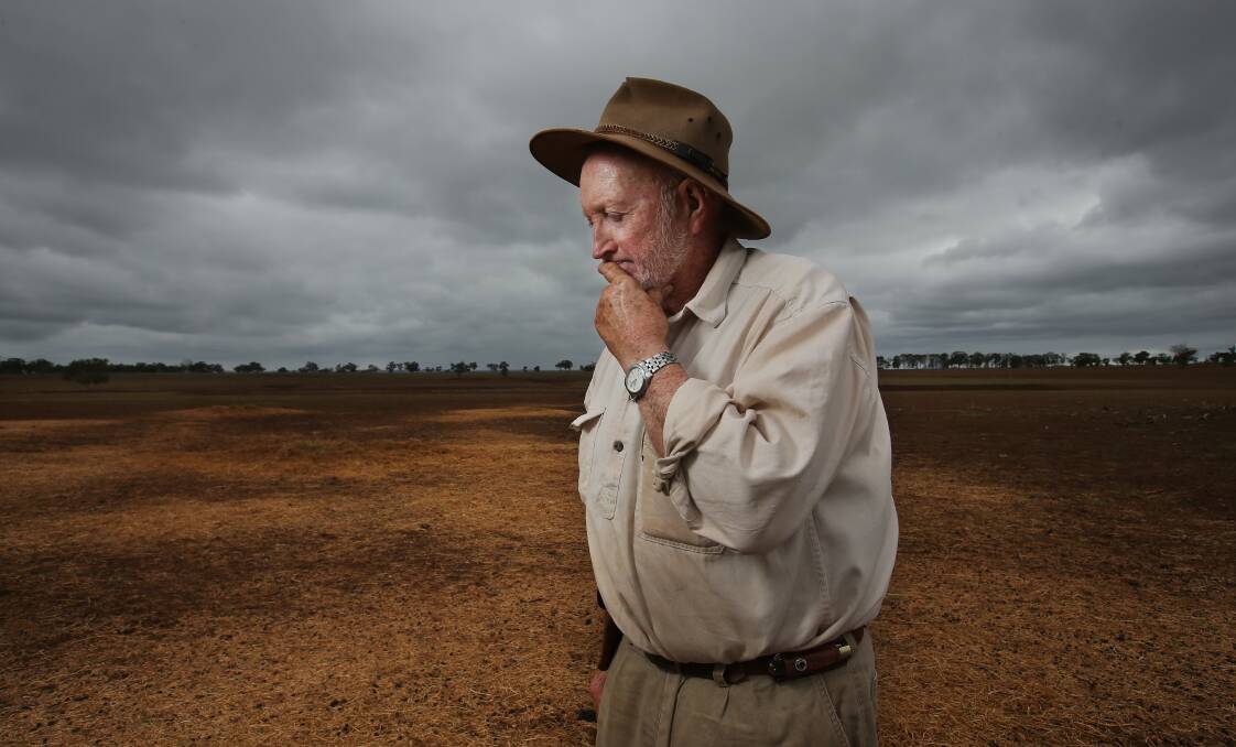 Merriwa farmer Ron Campbell in one of his drought-affected paddocks in January. Picture by Simone De Peak