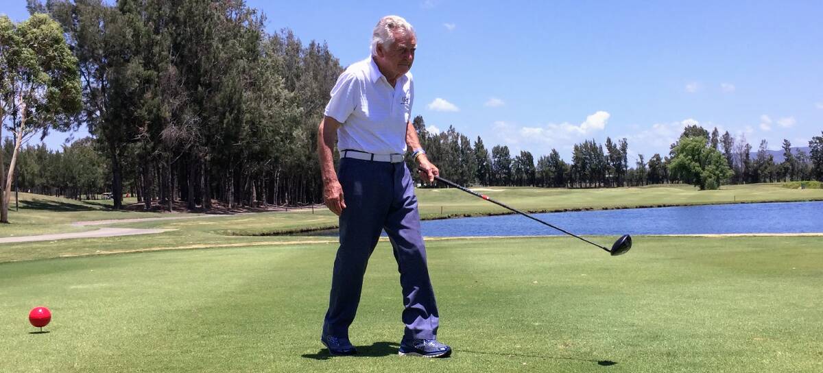 Hawke on the first tee in 2016.