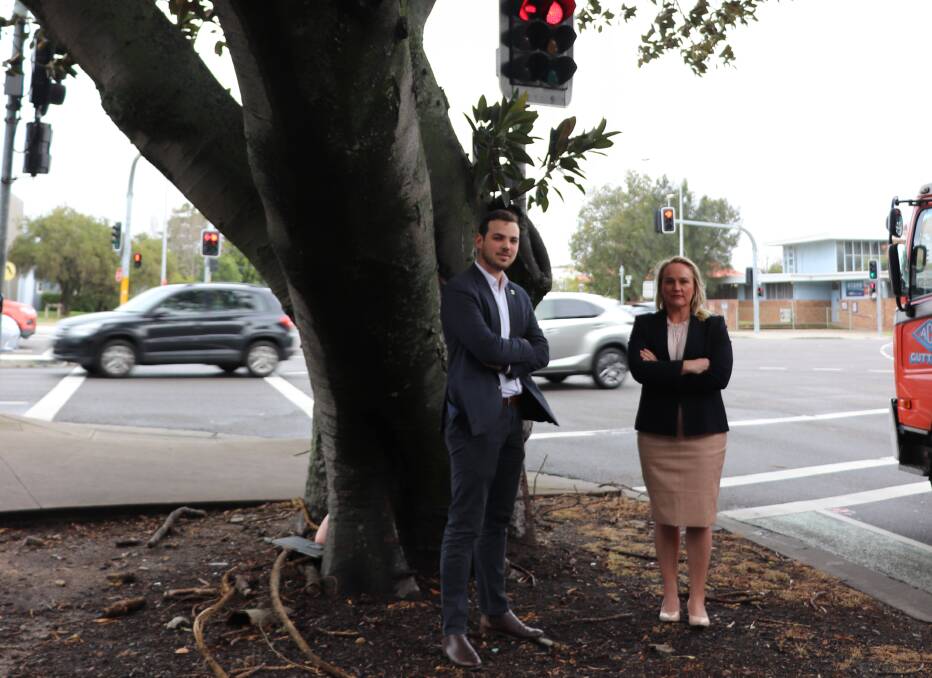 CHOP CHOP: Deputy lord mayor Declan Clausen and lord mayor Nuatali Nelmes next to one of the trees they have asked the government to preserve.