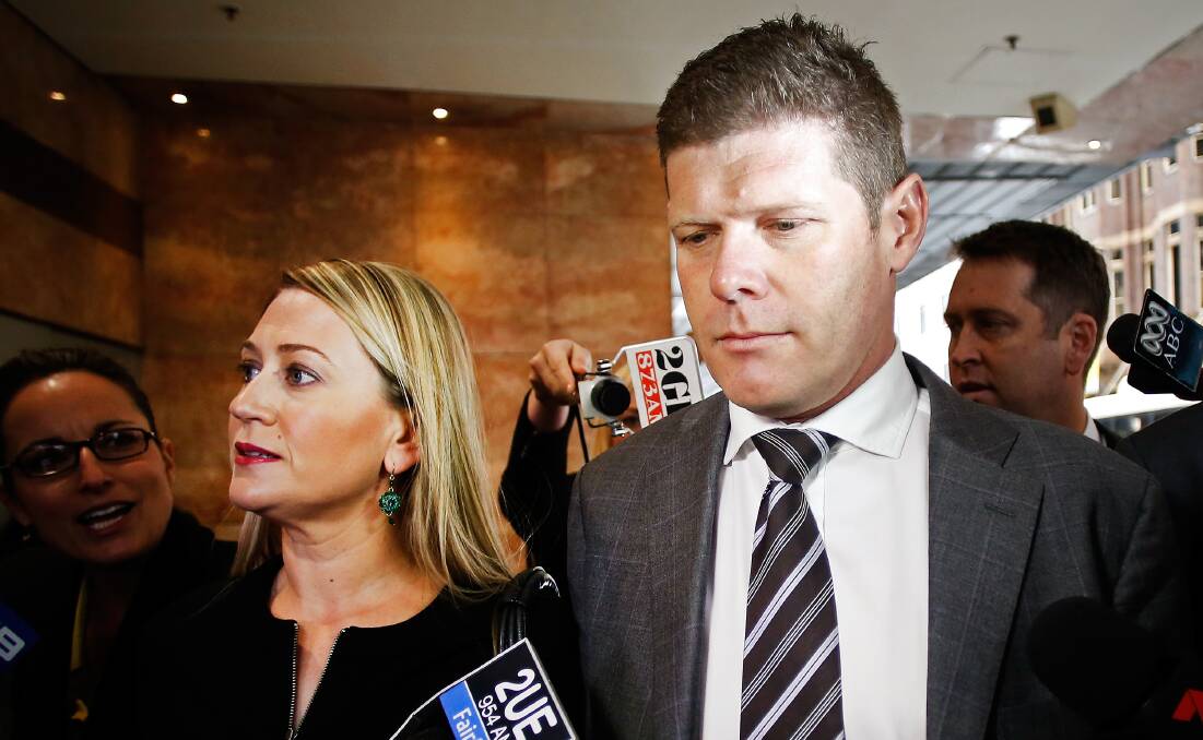 EVIDENCE: Andrew Cornwell arrives at the ICAC inquiry in 2014 with wife Samantha.   