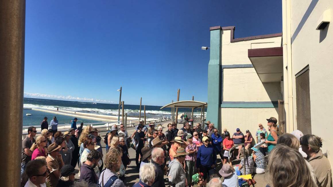 CONCERN: Friends of Newcastle Ocean Baths spokesperson Jessica Miller addresses a rally in November. 
