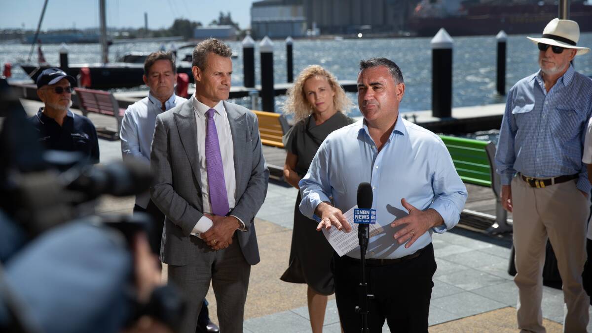 RESPECT: John Barilaro addresses the media in Newcastle on Friday afternoon. Picture: Marina Neil 