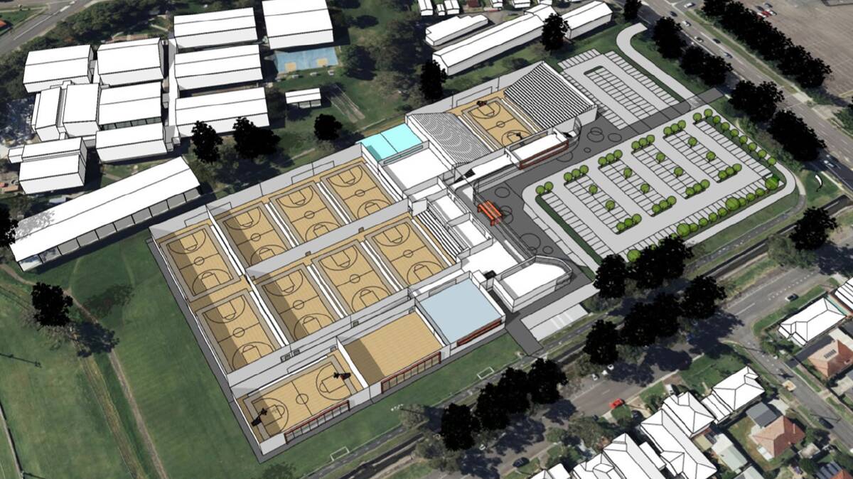A cutaway view of the proposed indoor basketball stadium beside Lambton High School. Image supplied