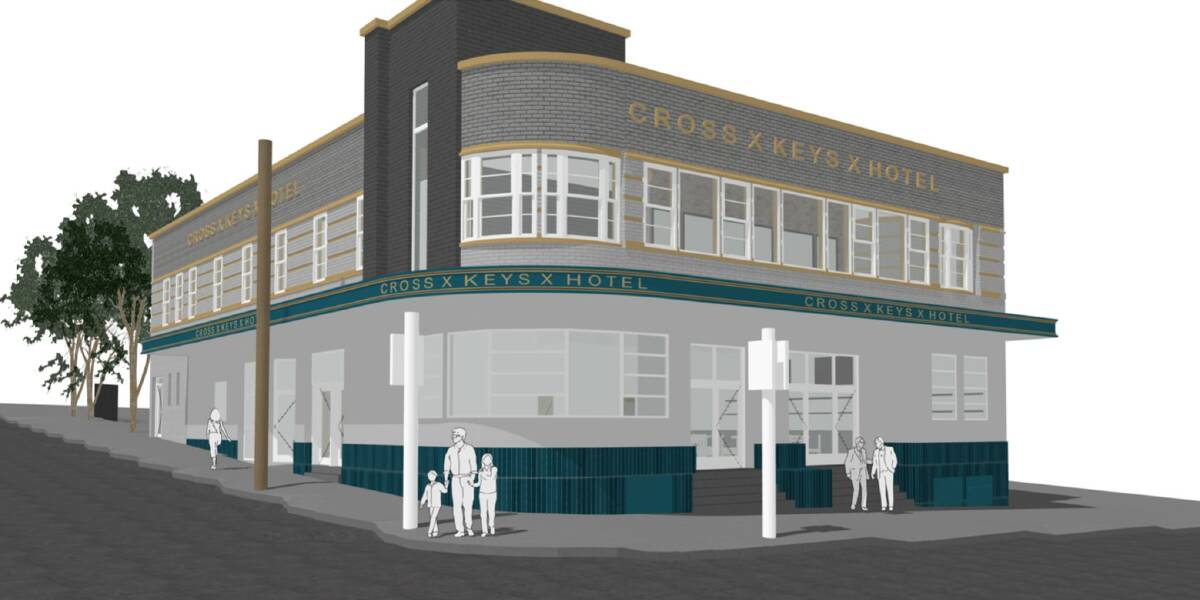 An architectural drawing of the proposed Cross Keys Hotel refurbishment at Tighes Hill. 
