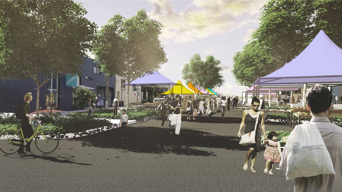 Concept plan for markets in Parry Street. Design by Urbis
