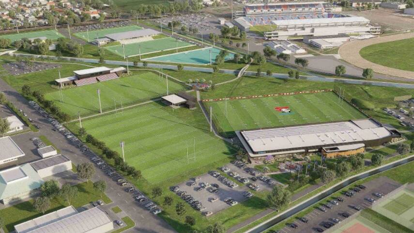 The proposed grandstand, top left, at the Knights Centre of Excellence.