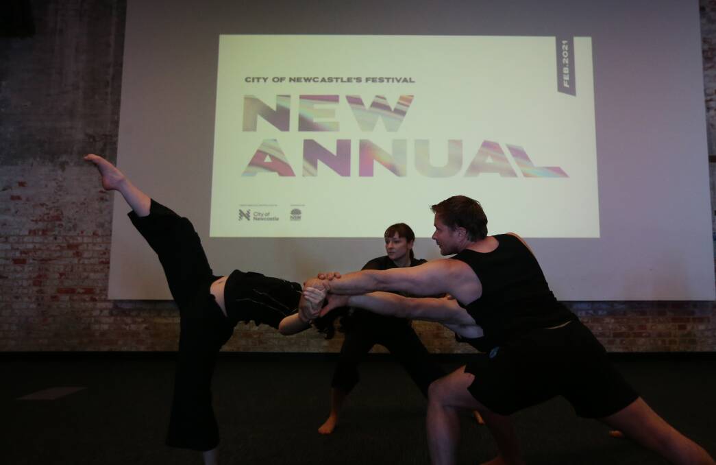 Performers from Catapult dance company at Tuesday's New Annual festival brand launch at Newcastle Museum. Picture: Simone De Peak