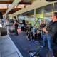 MUSIC BOWL: Newcastle band Hornet perform outdoors at Adamstown Bowling Club.