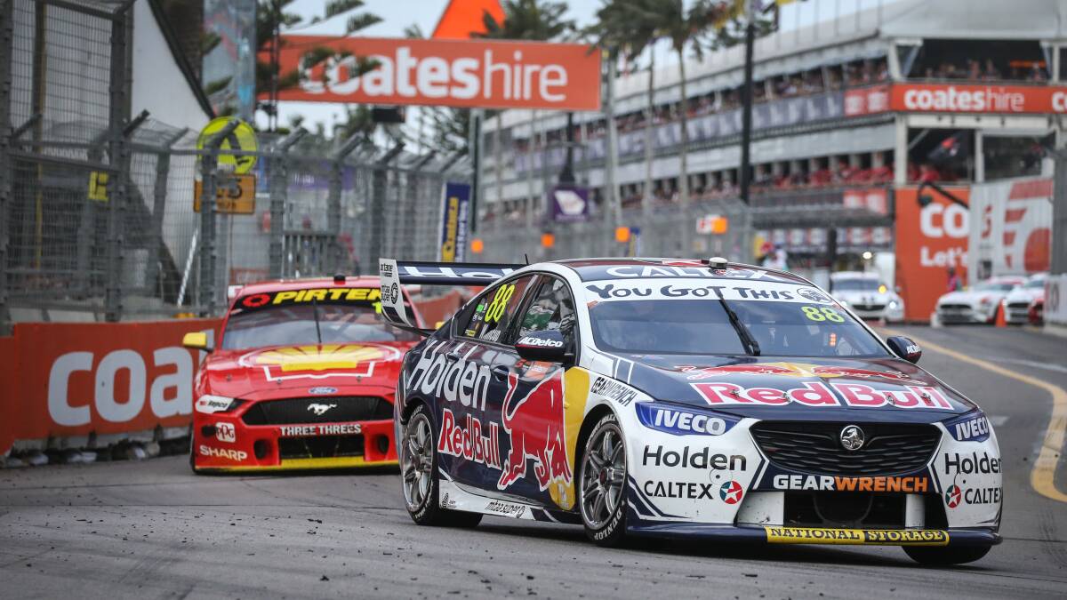 Jamie Whincup turns into Watt Street during a Newcastle Supercars race. File picture 
