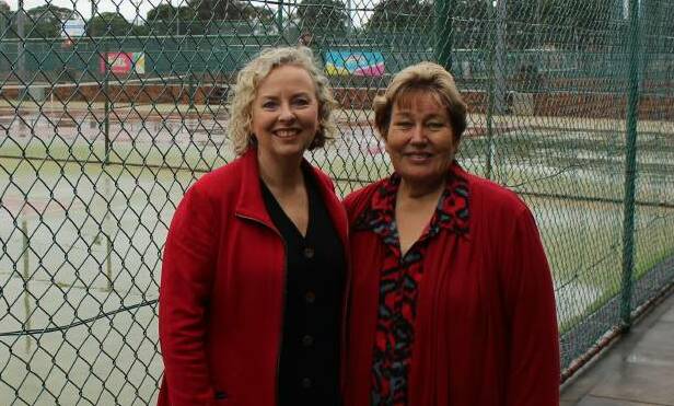 Newcastle District Tennis Association president Ellen Gordon, right, with federal member for Newcastle Sharon Claydon in 2016.