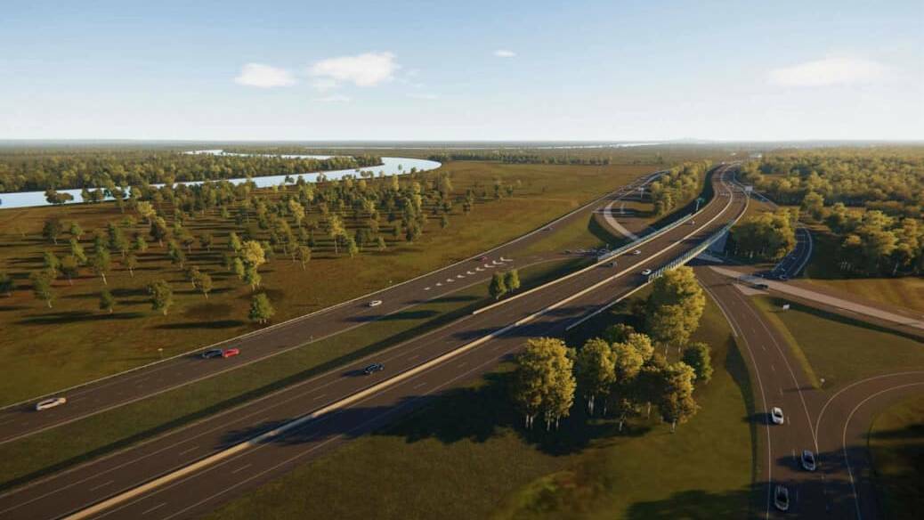 An artist's impression of part of the planned M1 Motorway extension to Raymond Terrace.