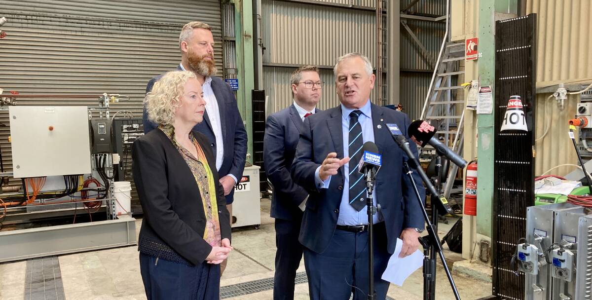 POPULAR: University of Newcastle vice-chancellor Alex Zelinsky speaks at Labor's announcement on Thursday of $16 million for an energy technology testing centre. 