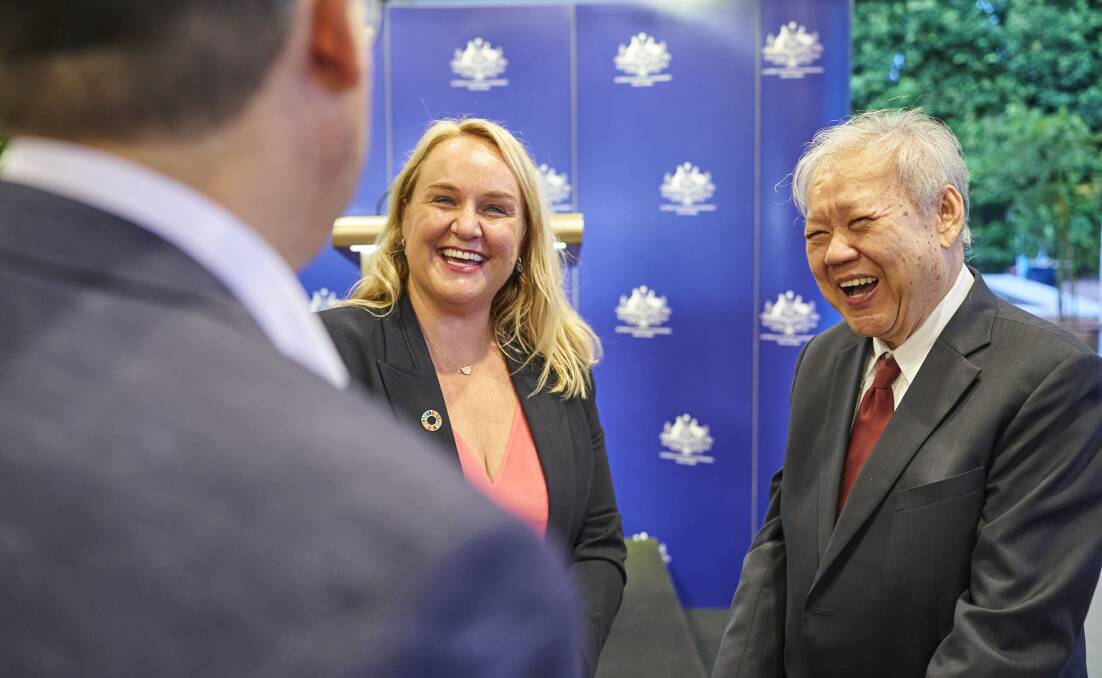 TIES: Nuatali Nelmes with Peter Tay Buan Huat at the High Commissioner's reception.