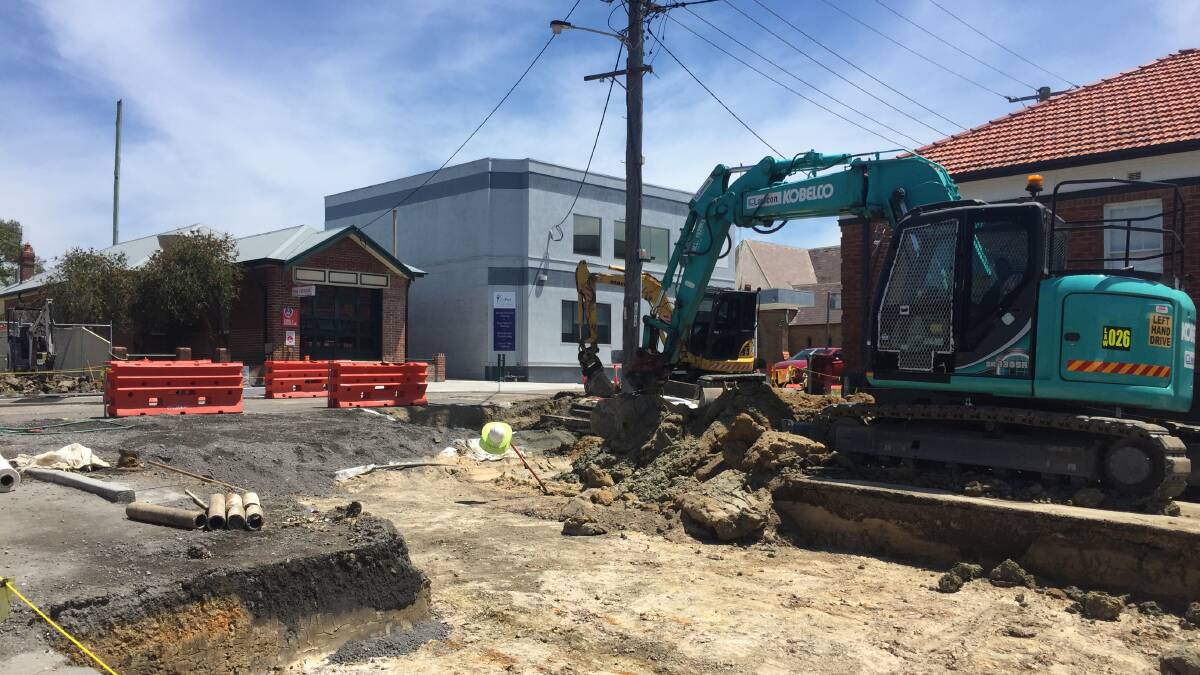 DIGGING IN: Newcastle council roadworks in Merewether on Friday.