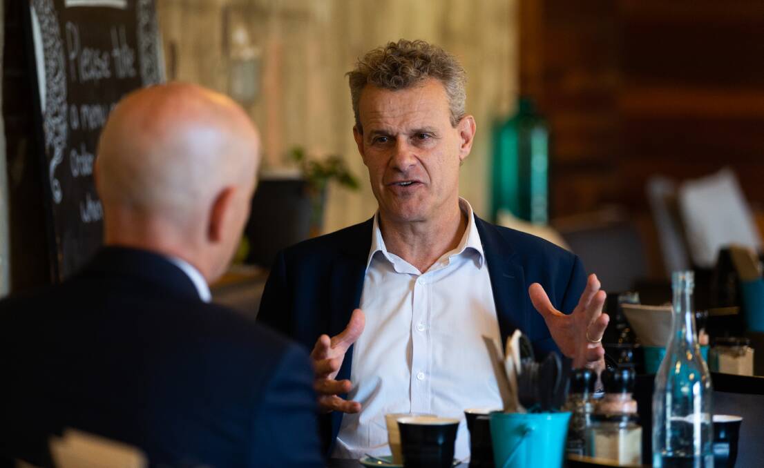 Tim Crakanthorp talking to the Newcastle Herald in Newcastle on Thursday. Picture by Michael Parris