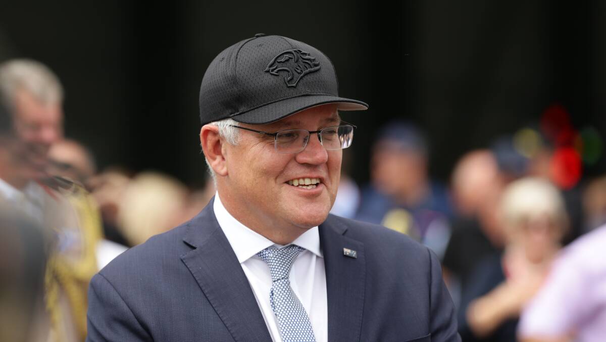 BIG-TICKET ITEM: Scott Morrison at Monday's F-35 launch at Williamtown. Picture: Jonathan Carroll