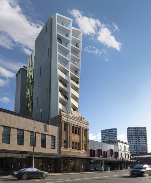 PLAN: An artist's impression of the proposed 14-storey apartment building in Hunter Street. The redevelopment includes 38 units across two towers.