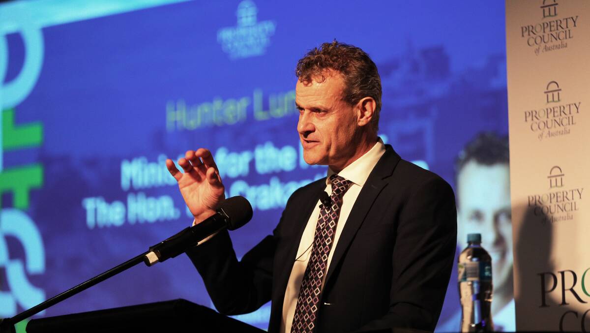 Tim Crakanthorp addressing a Property Council lunch in June.
