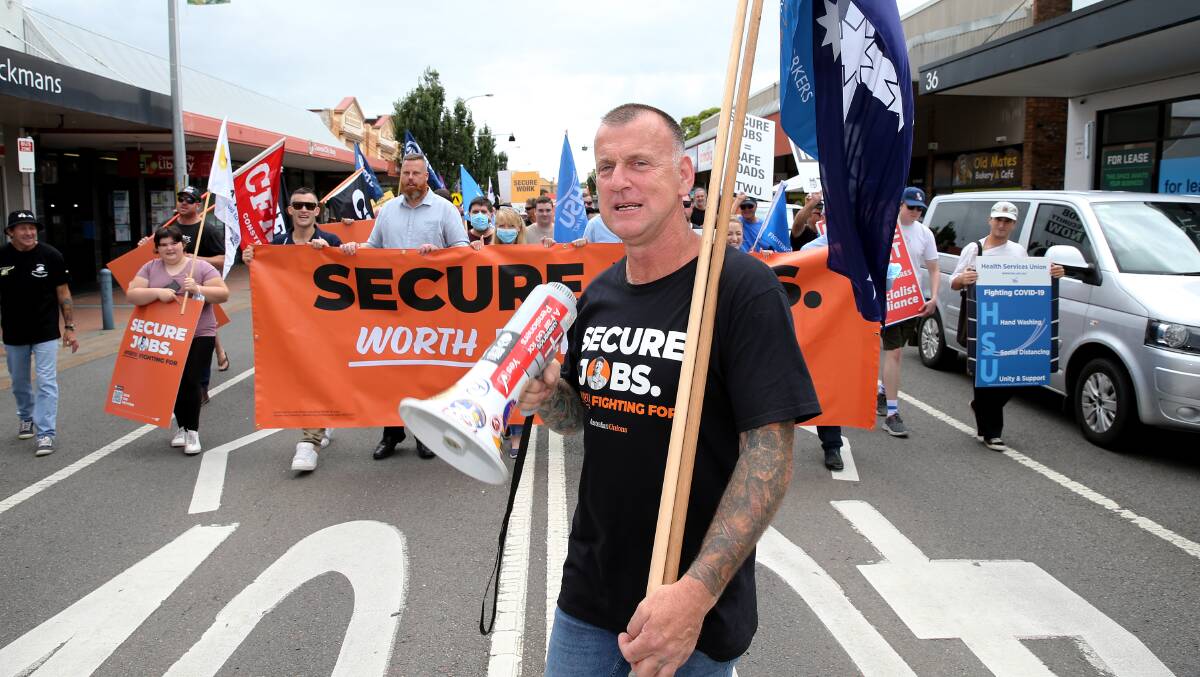 Hunter Workers secretary Leigh Shears at a union rally in February. Picture by Peter Lorimer 