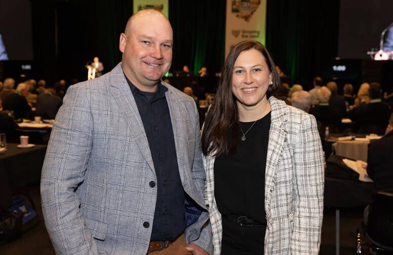 NSW Farmers grains committee chair Justin Everitt with Port of Newcastle's Kate McArthur on Wednesday.