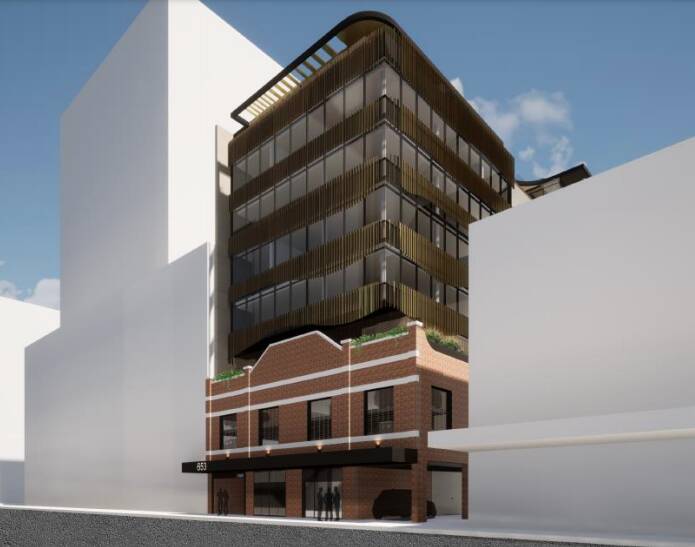 DEVELOPMENT APPLICATION: The proposed nine-storey office building in Hunter Street retains the existing building's facade.