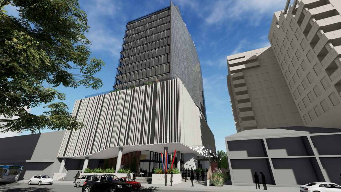 GOING UP: An artist's impression of the proposed 16-storey Birdwood Business Centre in Hunter Street.