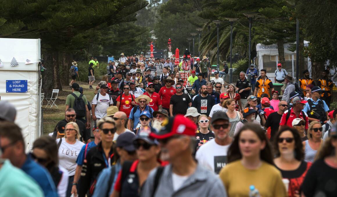 BUSY: Fans head for the exit after day one of racing in Newcastle. Picture: Marina Neil 