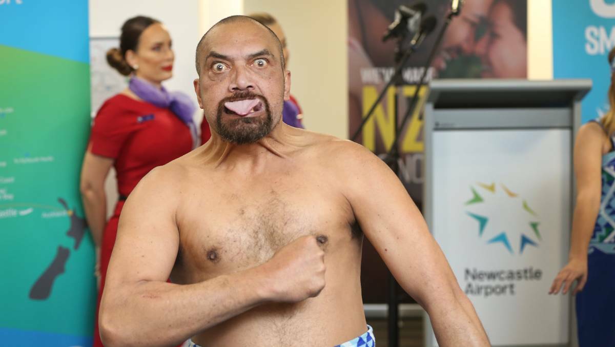 SUSPENDED: A Maori performer at the 2018 launch of direct flights from Newcastle to Auckland.