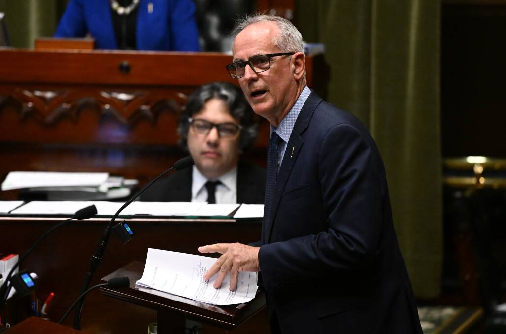 Lake Macquarie MP Greg Piper talks to his port bill in Parliament on Tuesday. Picture by AAP 