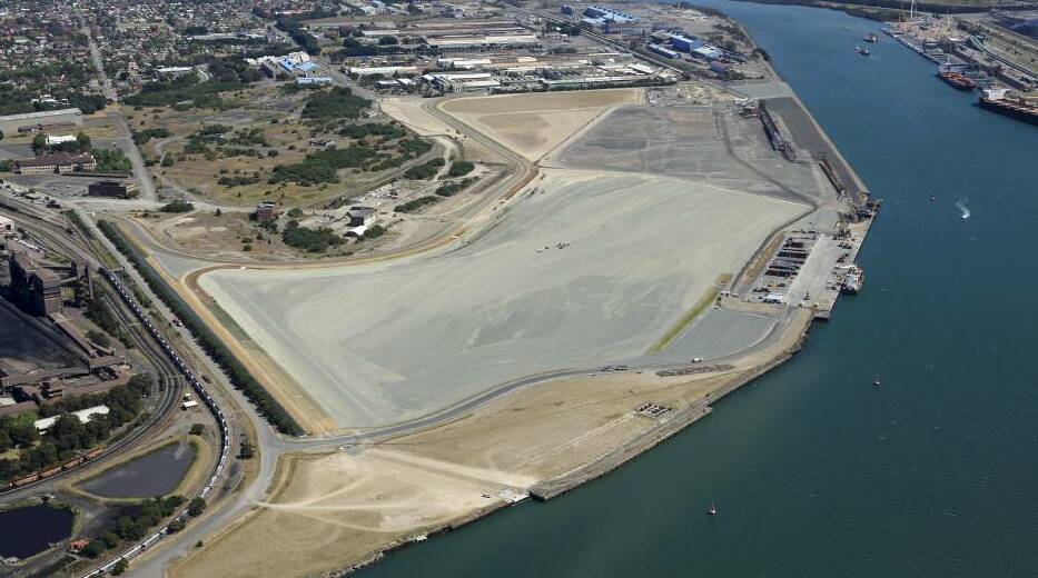 STEELWORKS SITE: The Intertrade land, top left, next to Port of Newcastle's proposed container terminal at Mayfield and the Carrington coal loader.