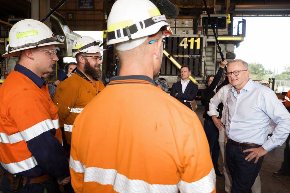 COAL FACE: Mr Albanese meets workers at Mount Thorley Warkworth mine near Singleton on Thursday.