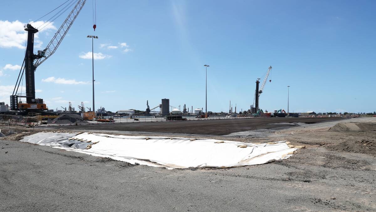 The port's empty container storage park under construction. Picture by Peter Lorimer