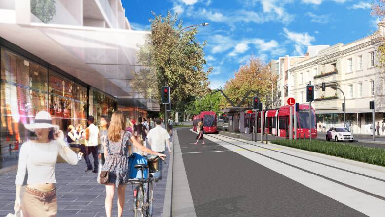An artist's impression of what Rail Bridge Row could look like from Hunter Street.