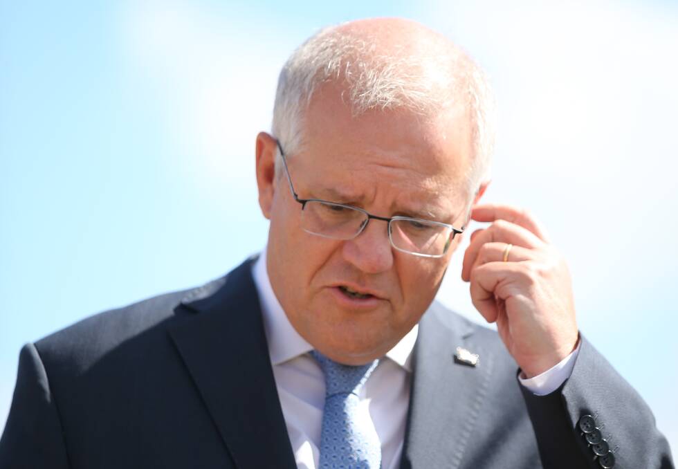 FREQUENT FLYER: Scott Morrison at Tomago on Thursday. The Prime Minister has visited the Hunter three times in six months. Picture: Max Mason Hubers