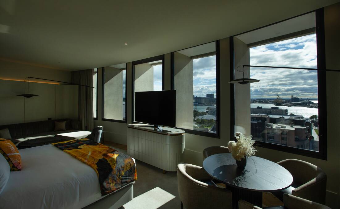 A room in the Kingsley overlooking Newcastle harbour.