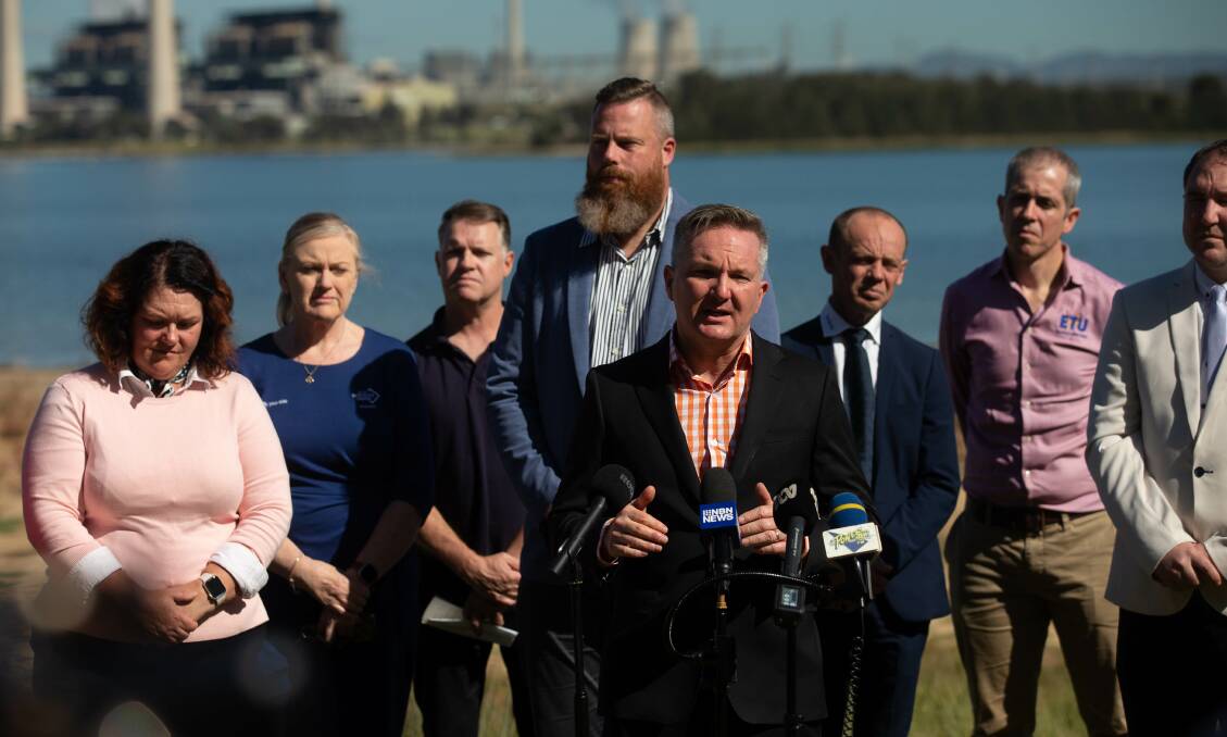 Chris Bowen announces the Net Zero Authority at Liddell Power Station on Friday. Picture by Jonathan Carroll