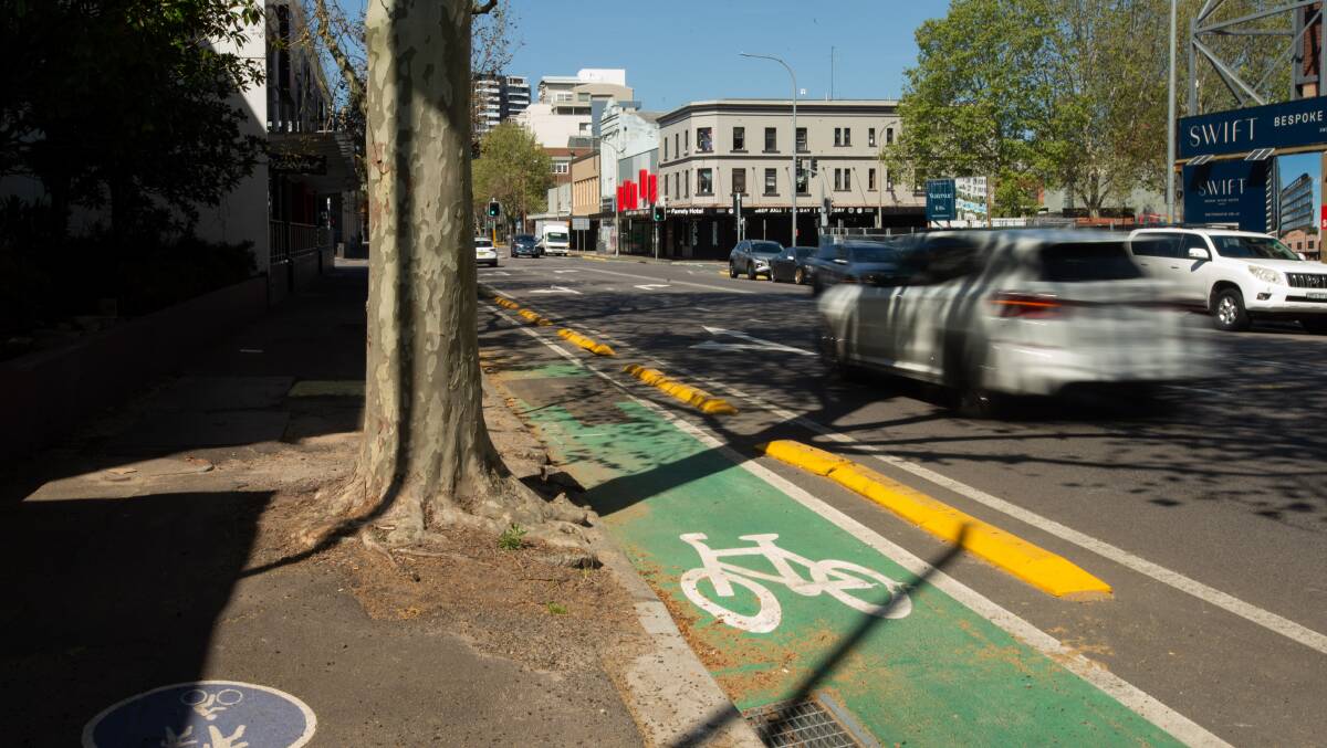 Hunter Street's bike lanes have attracted criticism on the BikeSpot mapping tool. Picture by Jonathan Carroll