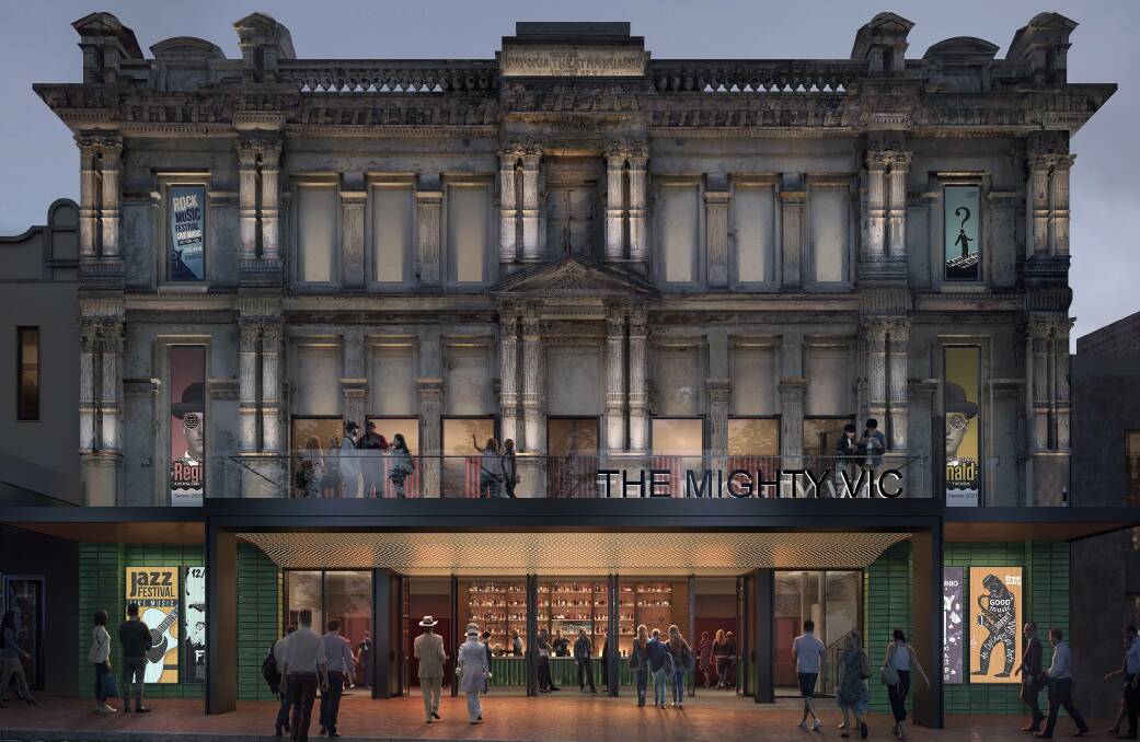 The architect's impression that will be printed life-size on mesh covering the Victoria Theatre. Image by Scott Carver