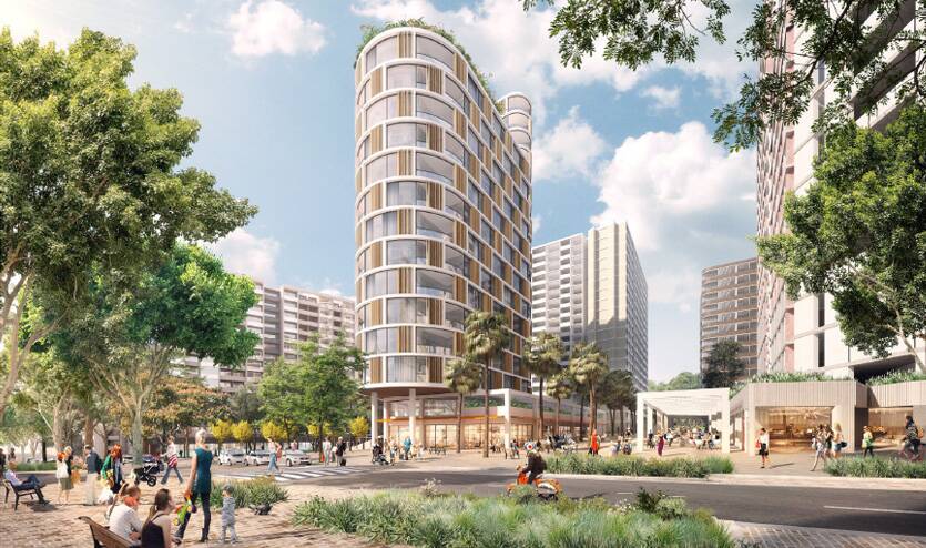 An artist's impression of plans for the Ivanhoe Estate at Macquarie Park in Sydney.