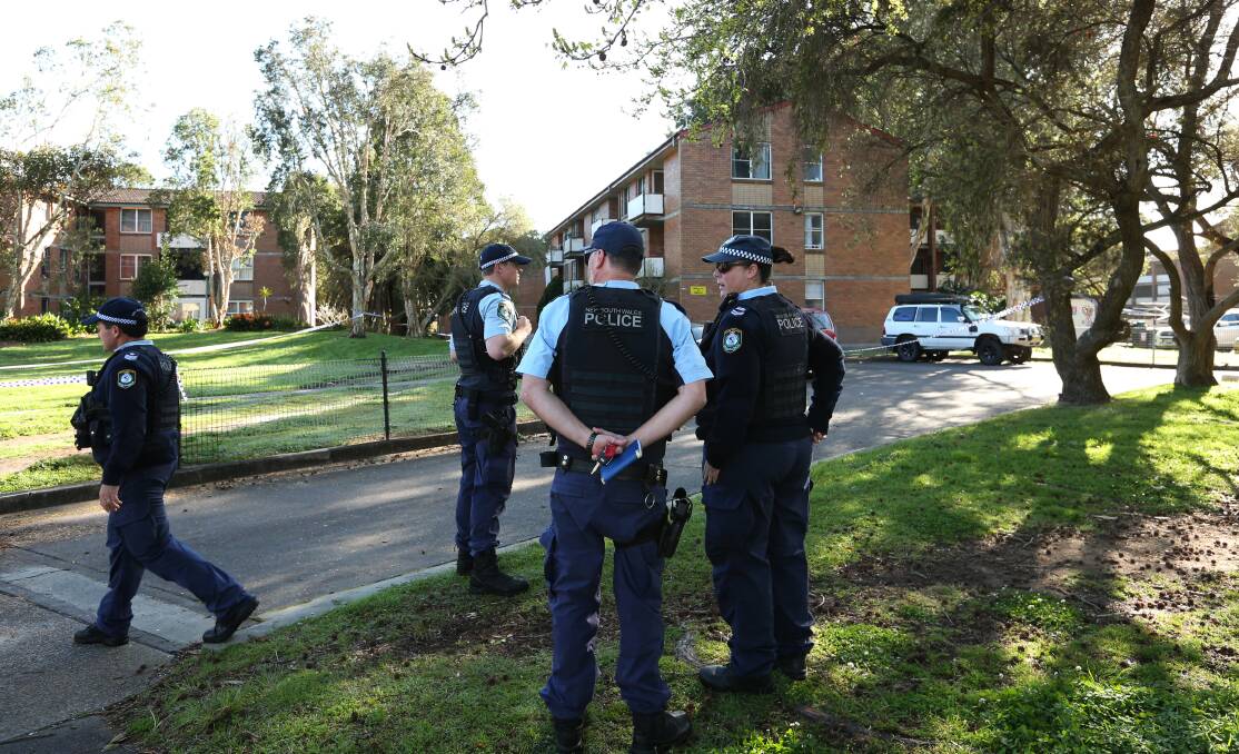 Police at the scene of the Anthony Nugent shooting murder in Fowler Street in September. Picture by Simone De Peak 