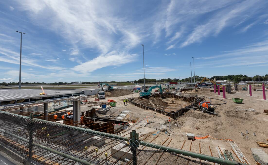 The work site at Newcastle Airport on Wednesday. Picture by Marina Neil